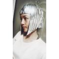 Silver Gold Mirror Wig Women Singer Performance Wig Headgear Ornament Future Space Female Soldier Cool Reflective Wig Show Wear