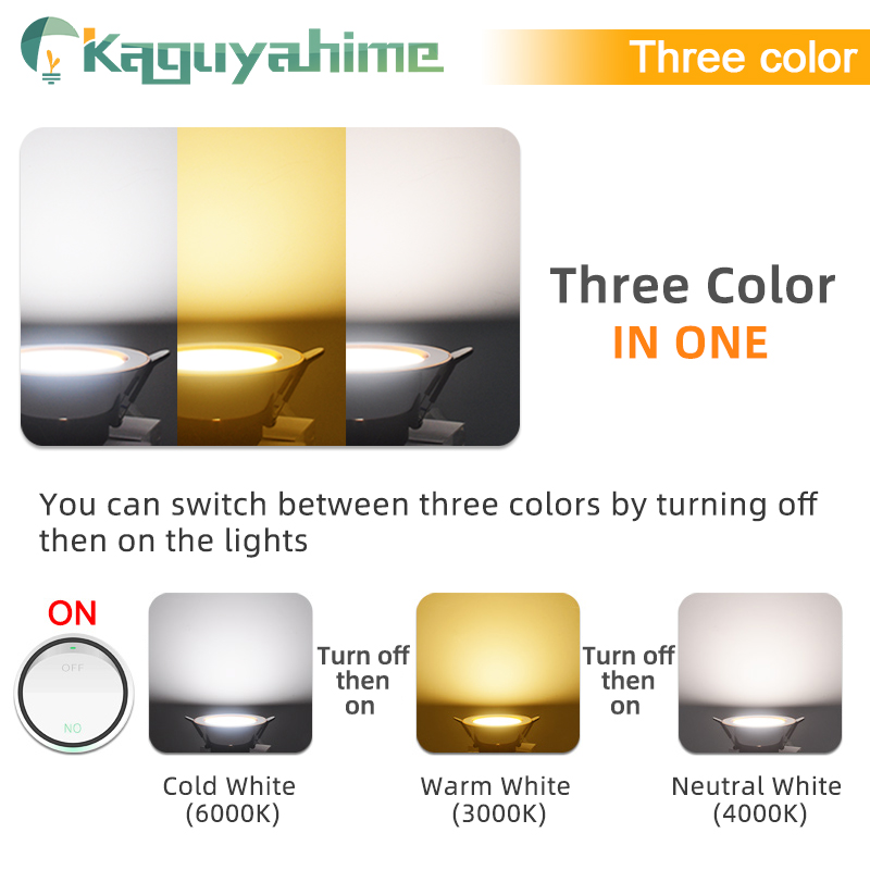 Kaguyahime 10pcs LED Downlight 5w 3w Lamp 3000k 4500K 6000K Indoor Recessed Lamp AC 220V Round Panel Light LED Spot Lighting