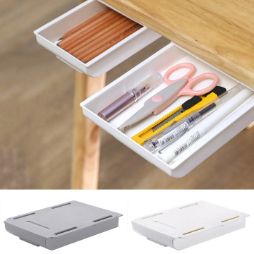 Self Stick Pencil Tray Desk Table Storage Drawer Organizer Box Under Desk Stand Self-adhesive under-drawer storage box#p30