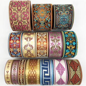1M Ethnic Embroidered Jacquard Ribbons Trim DIY For Decoration Handcraft Apparel Sewing Headwear Lace Fabric HB165