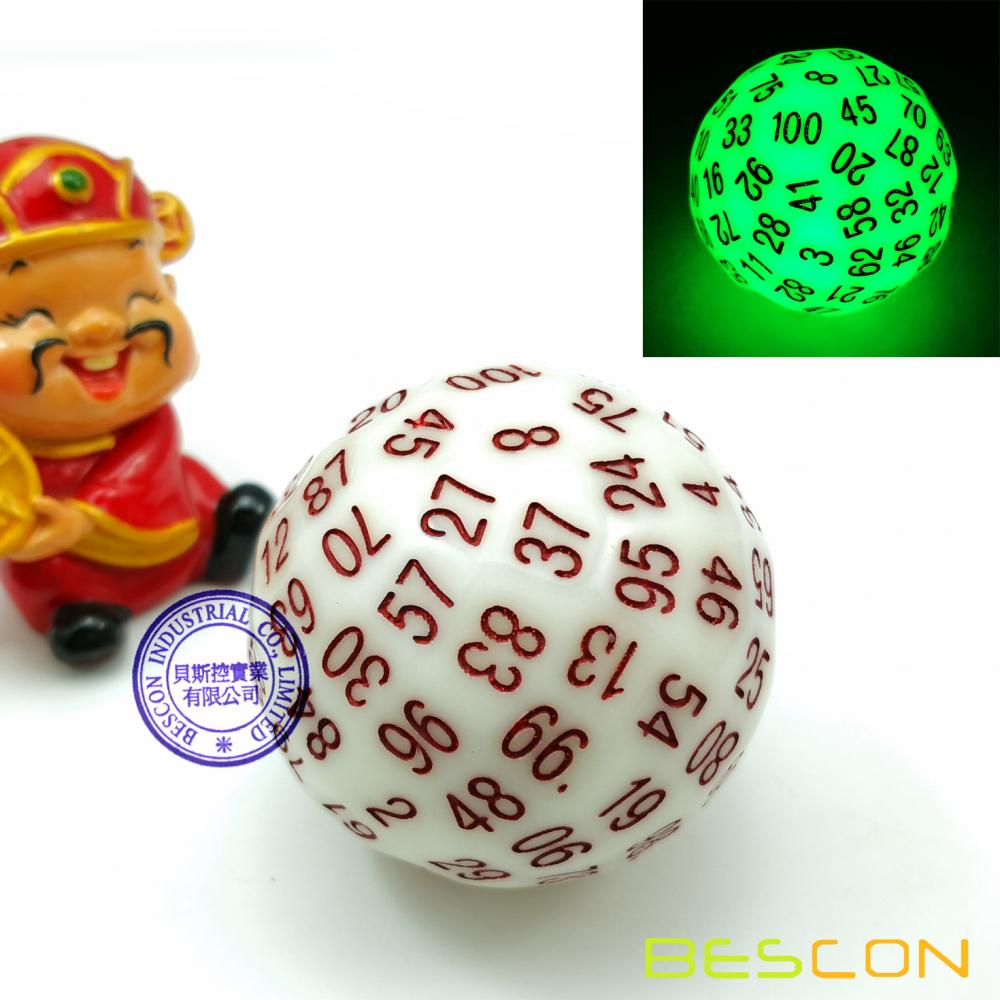 Glow In Dark Polyhedral Dice 100 Sides 2