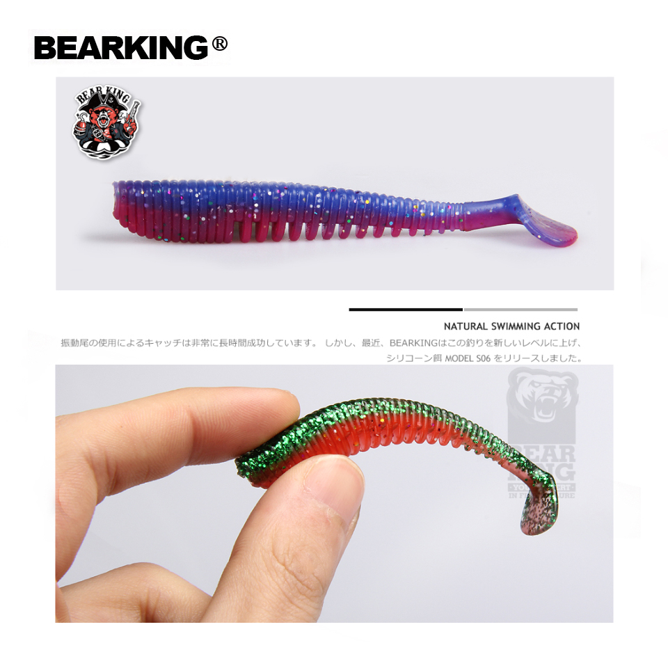 BEARKING Awaruna 80mm 3.2g 10pcs/bag Soft Lures Artificial Lures Fishing Worm Silicone Bass Pike Minnow Swimbait Jigging Bait