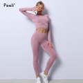 Seamless Women Yoga Set Fitness Clothes Sports Suit Long Sleeve Shirts High Waist Workout Leggings Running Gym Set Sportswear