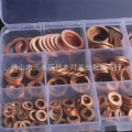 300PCs Copper Washer Nut and Bolt Set Flat Ring Seal Assortment Kit for Sump Plugs Water M5/M6/M8/M10/M12/M14