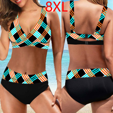 Large Size 8XL Swimsuit 2020 Sexy Women High Waist Bikini Swimwear Female Bandage Bikini Set Biquini Bathing Suit Women