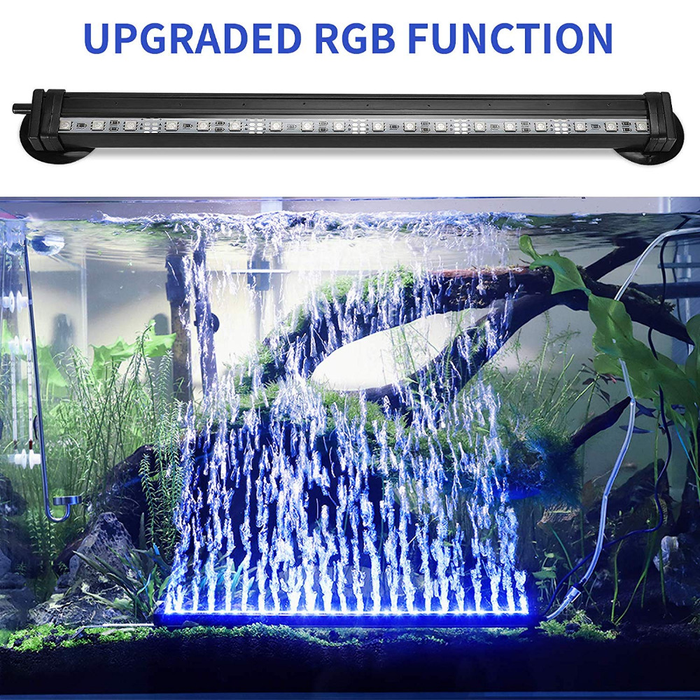 12-46CM 5050 RGB LED Aquarium Light Fish Tank Submersible Light Aquatic Air Bubble Oxygenation Lamp EU US Plug Fish Tank Light