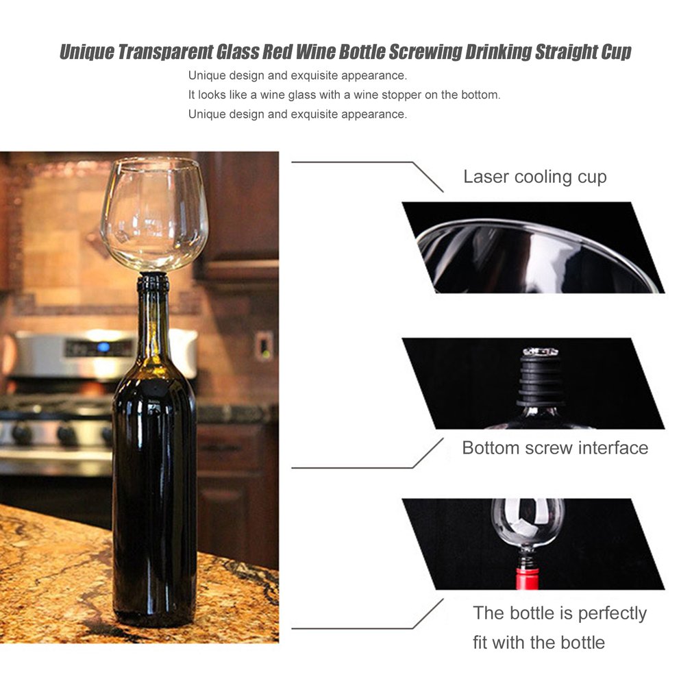 Fashionable Unique Crystal Transparent Glass Red Wine Bottle 401-500ml Screwing Drinking Straight Cup Party Bar Tools