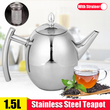 1.5L Teapot with Infuser Stainless Steel Water Kettle Tea pot Polish Fashion Durable Coffee Cold Water Pot Home Tea Cafe Tool