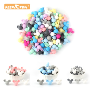 Keep&Grow 10pcs Mickey silicone Beads Mouse Cartoon BPA Free Teether Toy Accessories For DIY Necklace Pendant Baby Products