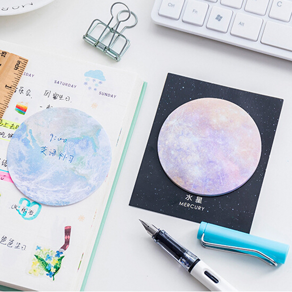 2Pcs Earth Moon Planet Self Adhesive Memo Pad Notepad Sticky Note Stationery