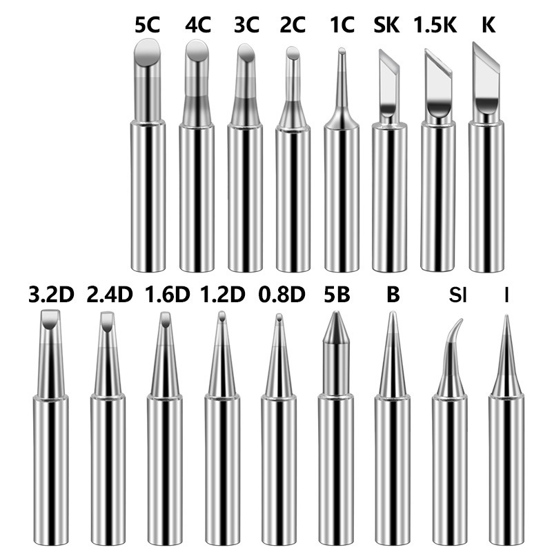 17pcs Pure Copper 900M-T Series Soldering Iron Tip Welding Tip Solder Iron Tip Lead-free Solder Tips Welding Head Soldering Tool