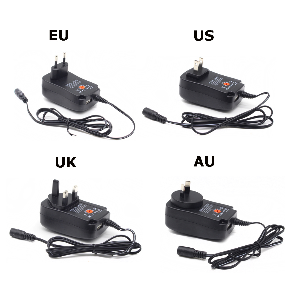 Universal Adapter AC DC Transformer 4.5V 3V 6V 7.5V 9V Adjustable Voltage 12V Power Supply 5V 30W Regulated Power Adapter USB