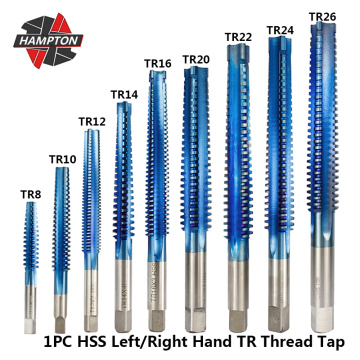 Hampton 1pc Nano Blue Coating Trapezoidal Thread Tap For Metal TR8-TR26 HSS Machine Screw Tap Drill Bit Right/Left Hand Plug Tap