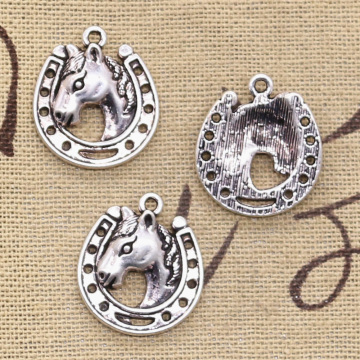 12pcs Charms Horse Steed Horseshoe 21x19mm Antique Silver Color Plated Pendants Making DIY Handmade Tibetan Silver Color Jewelry