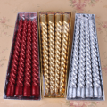 Electroplated Threaded 6/8/10 Inch Golden Silver Red Candlelight Dinner Wax Birthday Art Spiral Candles Paraffin for Home Decor