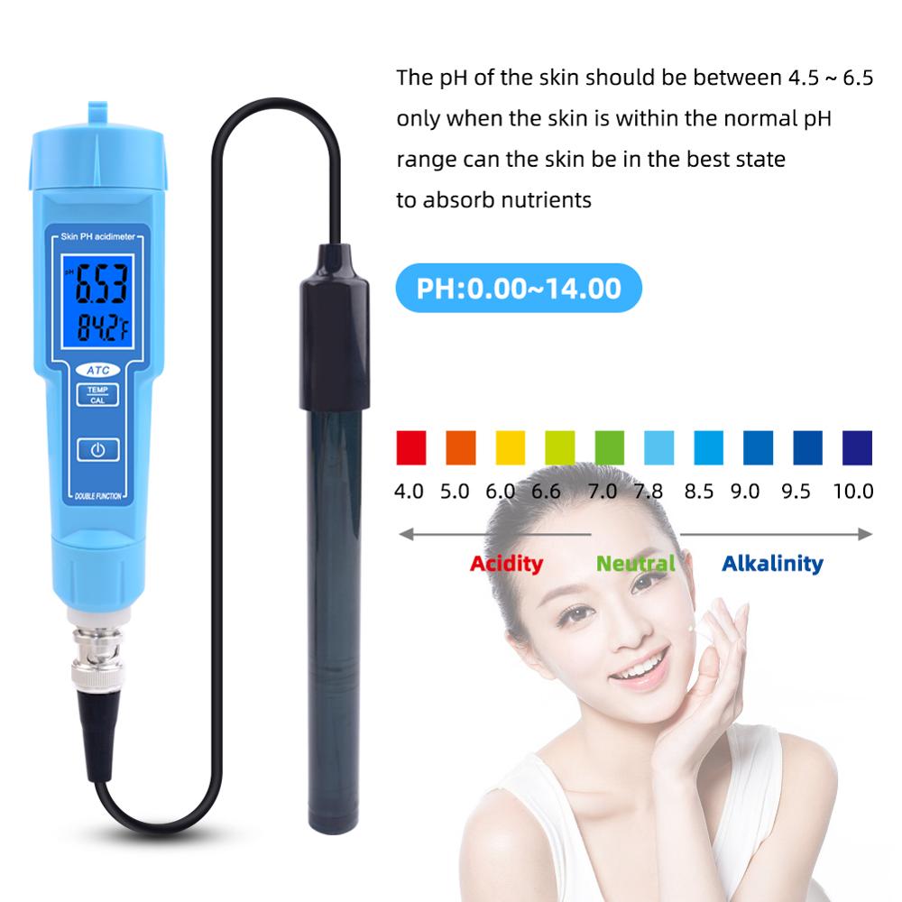 yieryi Skin ph acdimeter 0.00-14.00 ATC pH meter for skin fruit meat lab swimming pool
