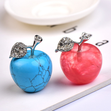 1PC Natural Quartz Mascot Apple Colourful Gems Raw Crystals Carved Zircon Inlaid For Wedding Collection and Home Decor DIY Gift