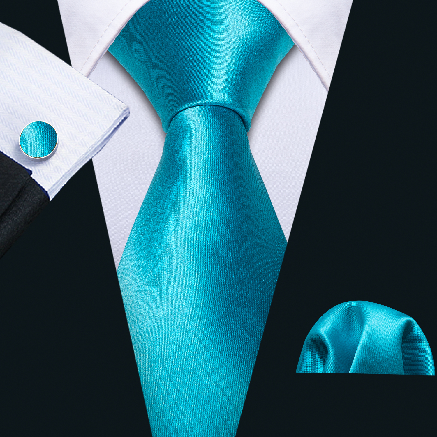 Mens Wedding Tie Blue Paisley Solid Silk Neck Ties For Men Gravat Handkerchief Cufflink Brooch Set Barry.Wang Designer FA-5255