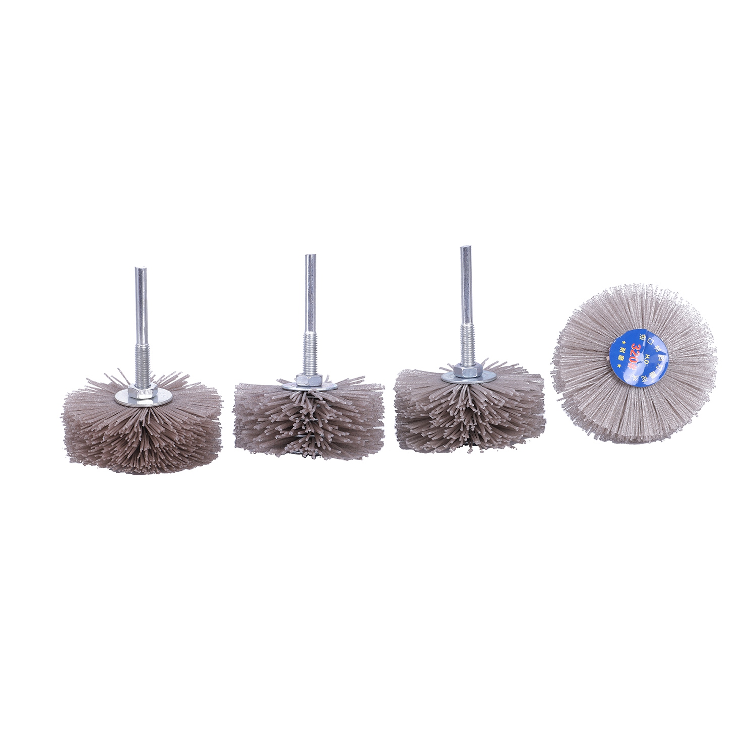 WSFS Hot 4 pieces P120 P180 P240 P320 85 x 35 x 6mm Drill Abrasive Wire Grinding Wheel Nylon Bristle Polishing Brush for Wood