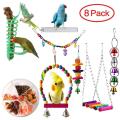 8Pcs Parrot toys Bird Toy Swing Foraging Swing Bird Creative System Wheel Seed Food Ball Rotate Training Toy for Parrots