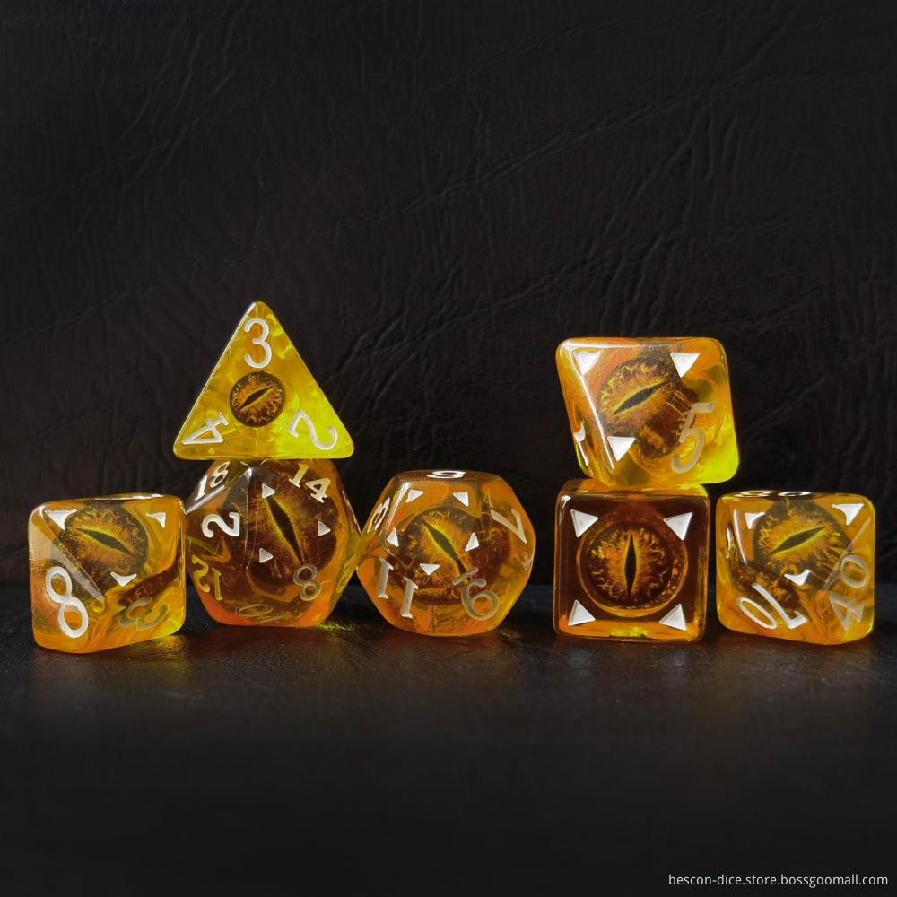 Bescon Dragon Eye RPG Dice Set of 7, Dragon Eye Polyhedral Dice Set, 6 Colors Available