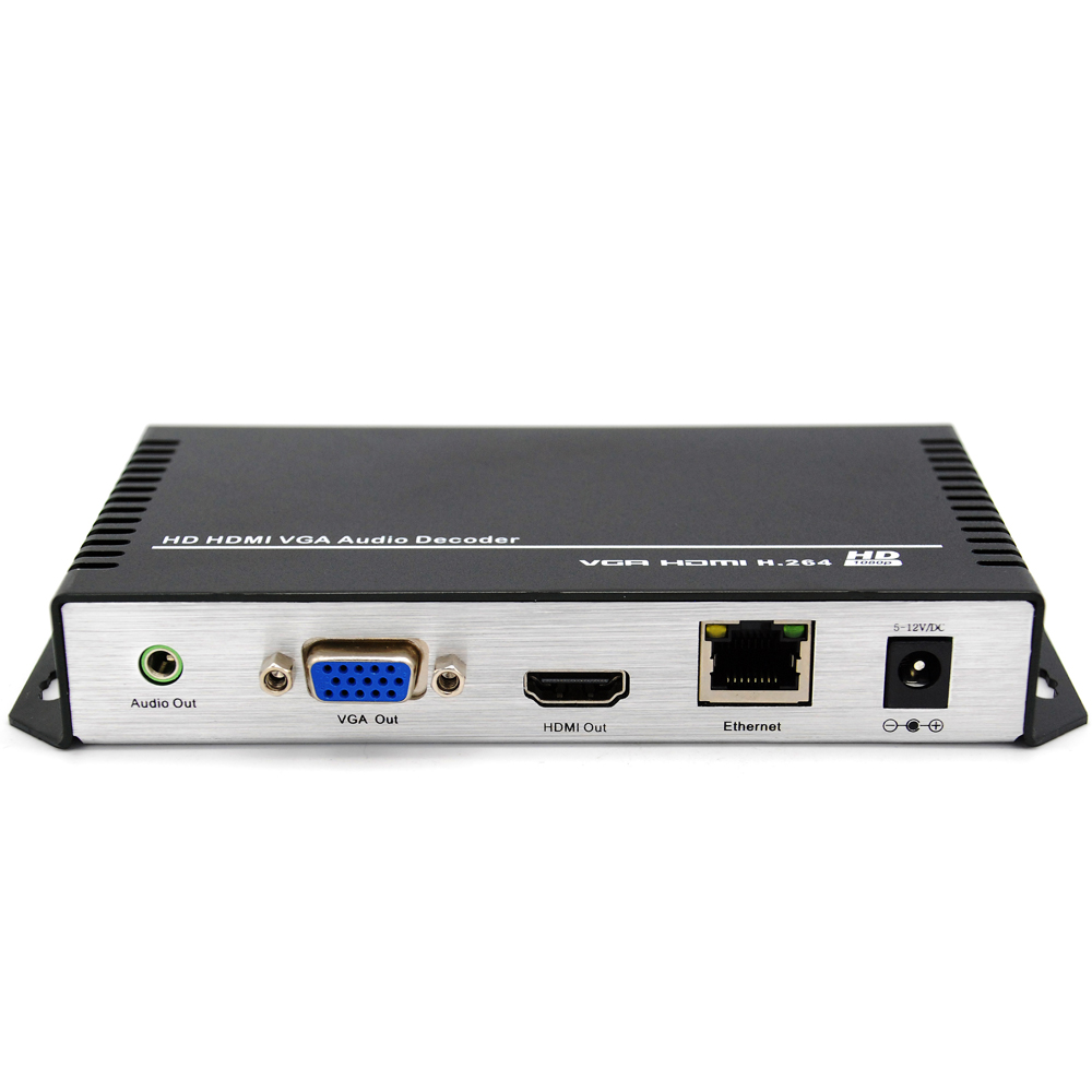 H.264 HDMI VGA HD Video Audio Decoder IP Streaming Decoder for HTTP RTSP RTMP UDP HLS IP Camera to IP Receiver