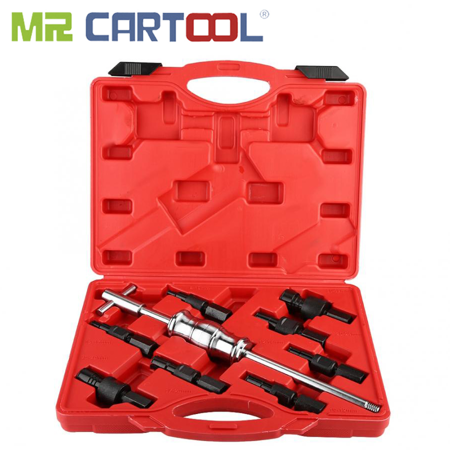 MR CARTOOL 9Pcs Blind Hole Slide Hammer Pilot Bearing Internal External Remover Puller Set With 8-32mm Bore Bearing