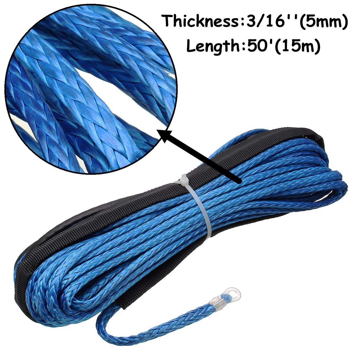 15M 7700 lbs Winch Rope String Line Cable With Sheath Synthetic Towing Rope Car Wash Maintenance String for ATV UTV Off-Road