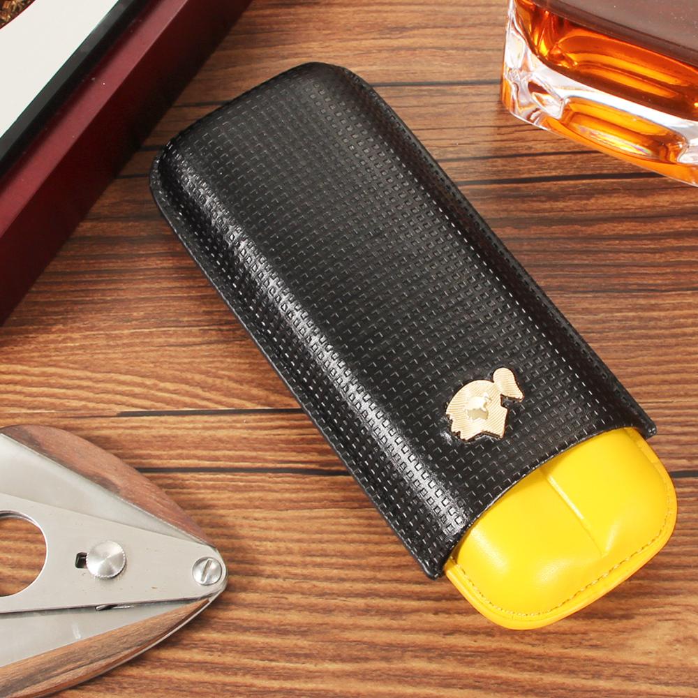 COHIBA Carbon Fibre Cigar Case Leather Mini Cigar Humidor Box Portable Cigars Holder With Gift Box
