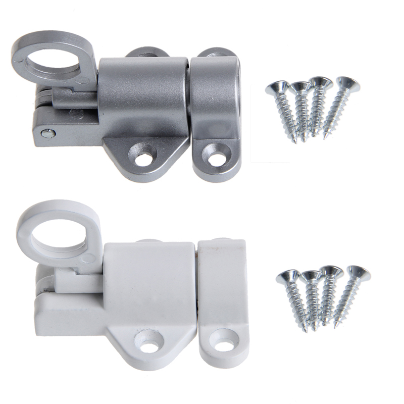 Window Gate Security Pull Ring Spring Bounce Door Bolt Aluminum Latch Lock White WXTC