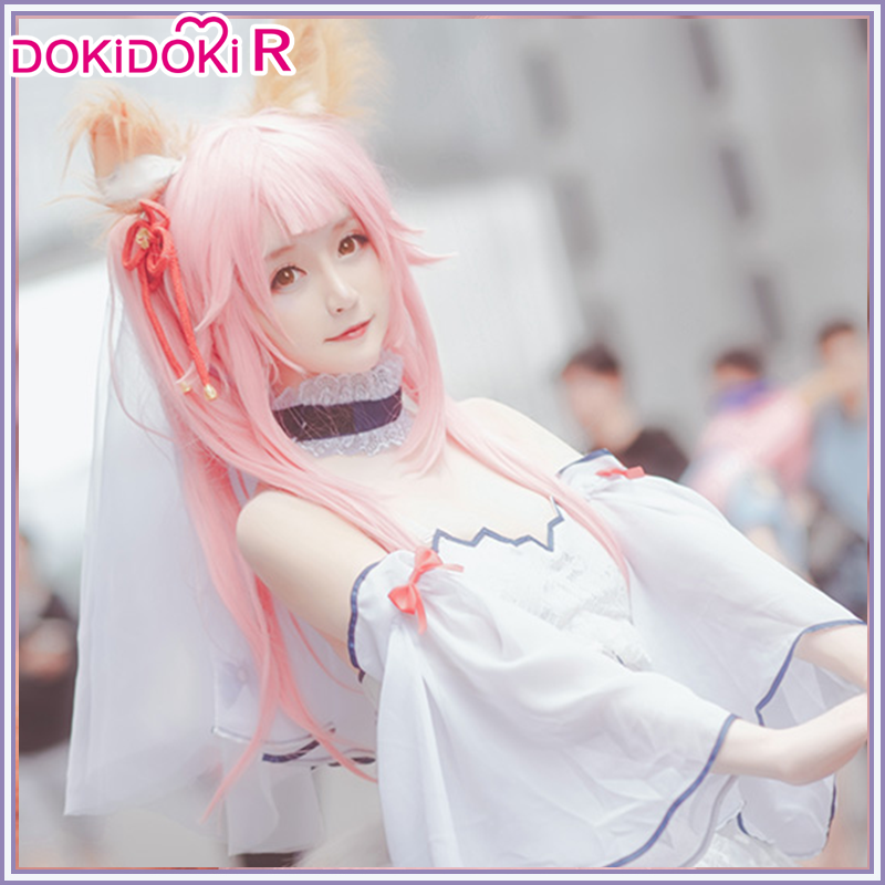 DokiDoki-R Game Fate Cosplay Tamamo no Mae Cosplays Doujin Wedding Dress Costume Game Fate/Grand Order FGO Tamamo no Mae Costume