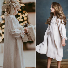 2020 Girls High-grade Pajamas Night Dresses Home Service Dresses Kids Girl Beuatiful Pajama Dress White / Polka Dot Sleep Dress
