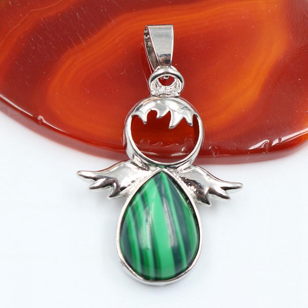 Angel Wing Necklace Healing Crystal Pendant Women's Chakra Balance Gemstone Necklace