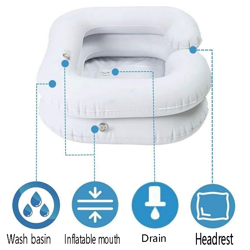 Shampoo Bowl Basin Washing Hair Pregnant Women Elderly Nursing Care Foldable Mobile Salon Spa With Waterproof Pad&Shawl