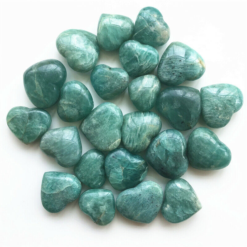 1pc Natural Beautiful Amazonite Quartz Crystal Heart Polished Stone Healing Natural Stones and Minerals