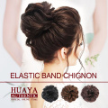 HUAYA Synthetic Curly Chignon Messy Scrunchie with Elastic Rubber Band Short Straight Updo Hairpieces Buns Wrap on Ponytail