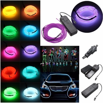 4M Flexible EL Wire Rope Tube Neon Cold Light Glow Party Car Decoration With Remote DC3V 10 Colors LED lamp