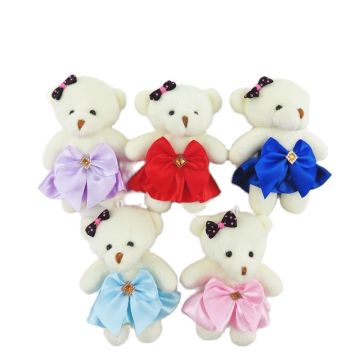 12CM 10pcs PP Cotton Mini Teddy Bear Plush Toys Small Pendant Key Chains Wedding Gifts Decoration Christmas Gifts