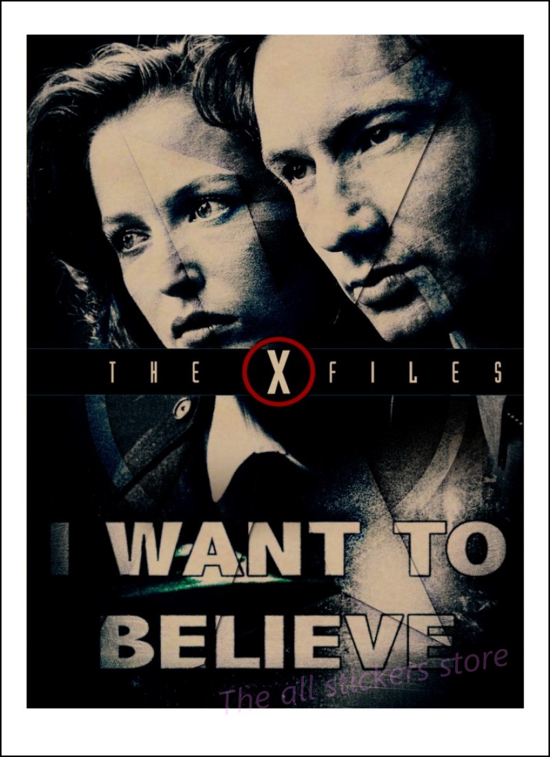 Vintage Classic Movie The X-Files I Want To Believe Poster Bar Home Decor Retro Kraft Paper Painting Wall Sticker.5077