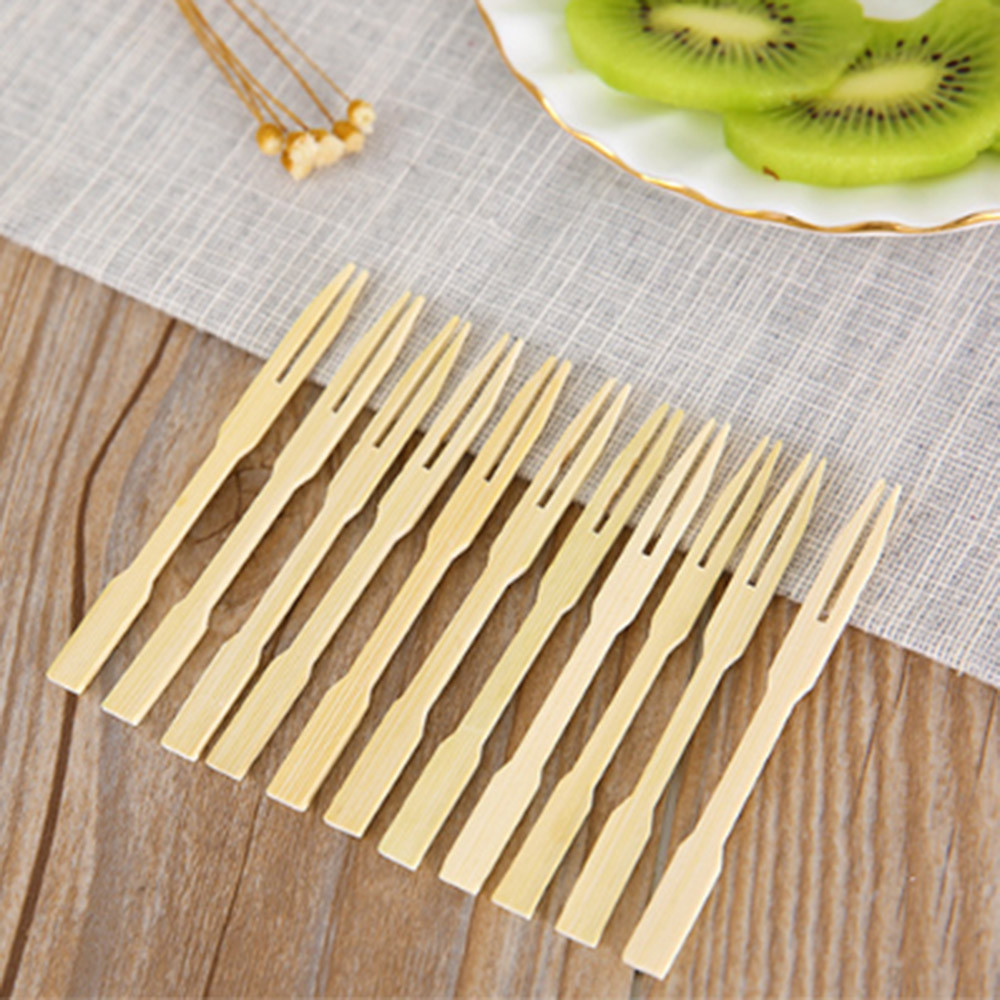 80PCS Disposable Bamboo Catering Forks Fruit Stick Finger Food Pick aperitif picks plastic appetizer antipasti new brand fashion