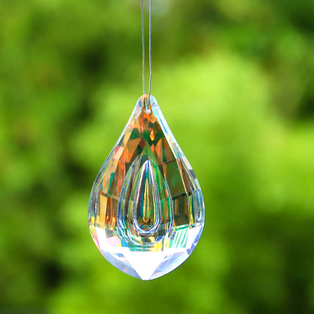 75mm AB Colorful Lute Longan Crystals Pendants Chandelier Crystals Suncatcher Hanging Ornament Home Decor Lighting Accessories