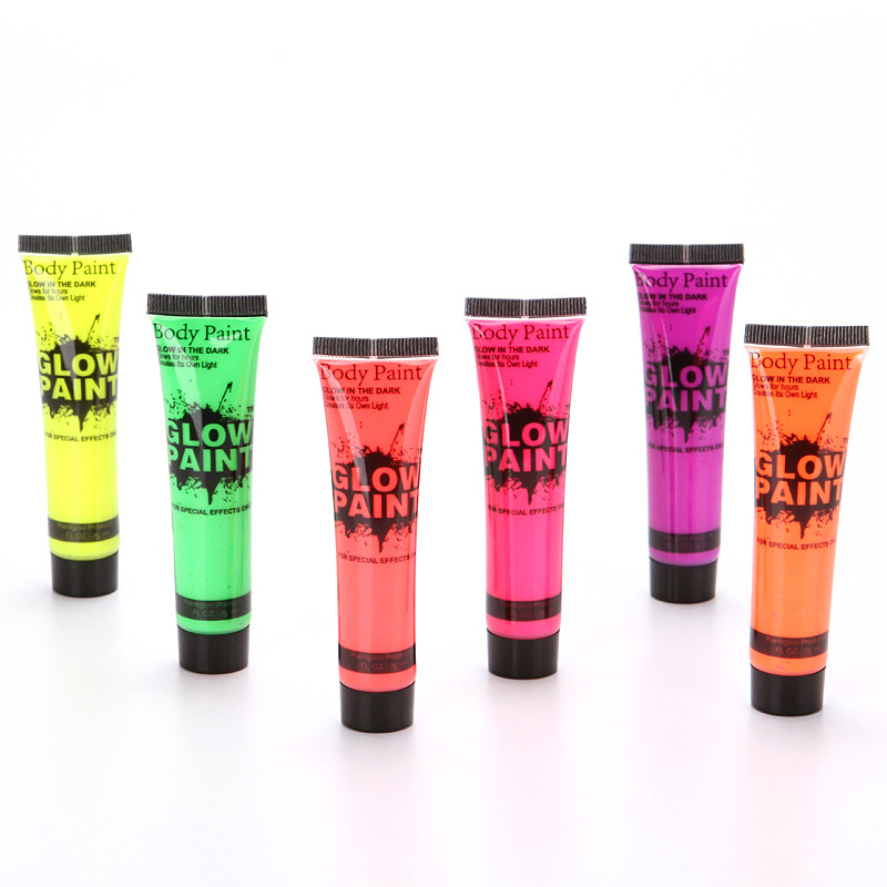 6Pcs/1Set Halloween Cosplay Makeup Body Art Paint Neon Fluorescent Party Festival Kids Face Paint UV Glow Painting