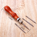 4 in 1 Leather Tools Sewing Awl Needles DIY Wood Handle Leather Stitching Awl Sewing Scratch Awl Canvas Leathercraft