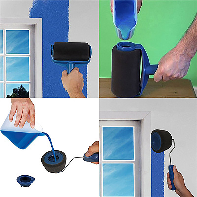 Paint Runner Roller Brush Handle Tool Flocked Edger Office Room Wall Painting Home Tool Roller Paint Brush Set