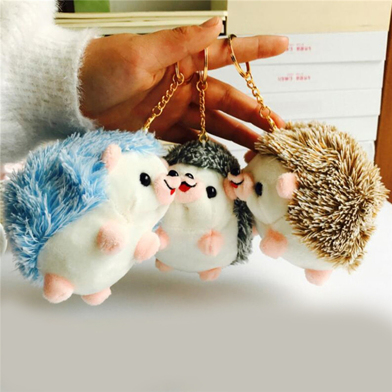 12CM Plush Hedgehog Toys Key Chain Ring Pendant Plush Toy Animal Stuffed Anime Car Fur Gifts for Women Girl Toys Doll Kids Toy