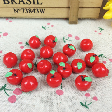 10Pieces Resin Artificial Fake Miniature Food Red Apple With Leaf Kawaii DIY Embellishment Accessories Scrapbooking Craft:12mm
