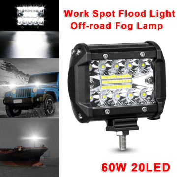 1PcsWork Bar Lamp 10~48V 60W Driving Light Universal IP67 Waterproof Aviation Aluminum Die-Cast Shell For SUV Boat Forklift ATV