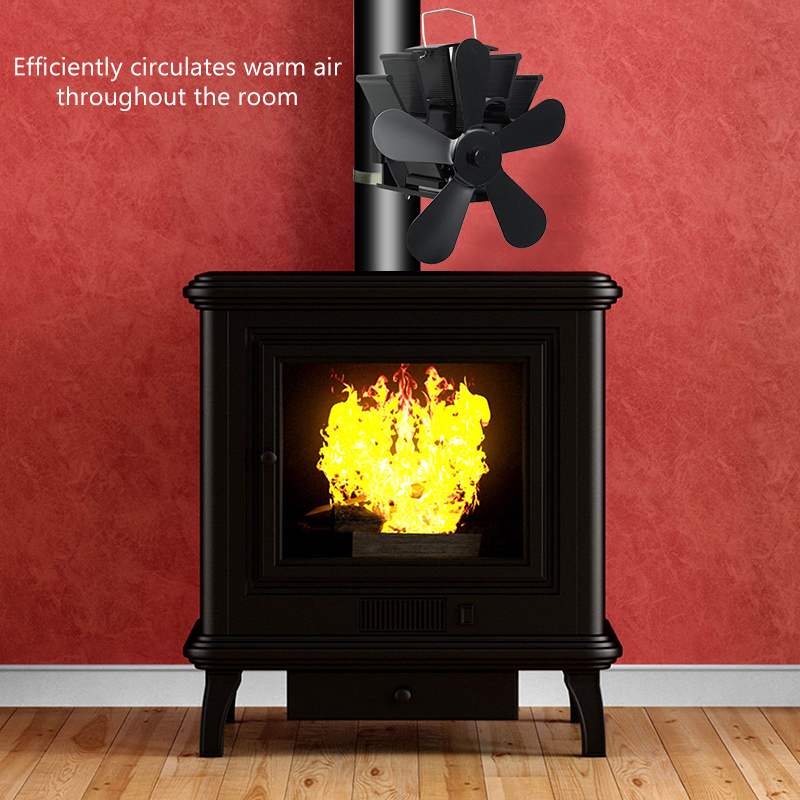 Wall Mount Fireplace 5 Blade Heat Powered Stove Fan komin Log Wood Burner Eco Friendly Quiet Fan Home Efficient Heat Distribute