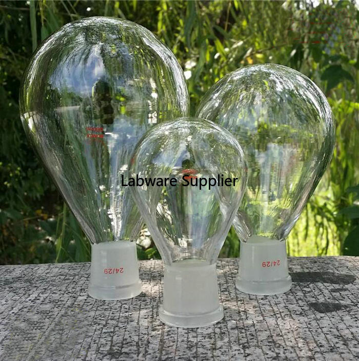 1PCS 25ml to 2000ml, Chemistry lab eggplant shape glass flask, glass rotary evaporator, rotary flask, rotating bottle