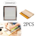2Pcs/Set Screen Printing Kit 300M Silkscreen Mesh Aluminum Frame + Squeegee Blade With Wood Handle Set Diy Rubber Scraper Tools